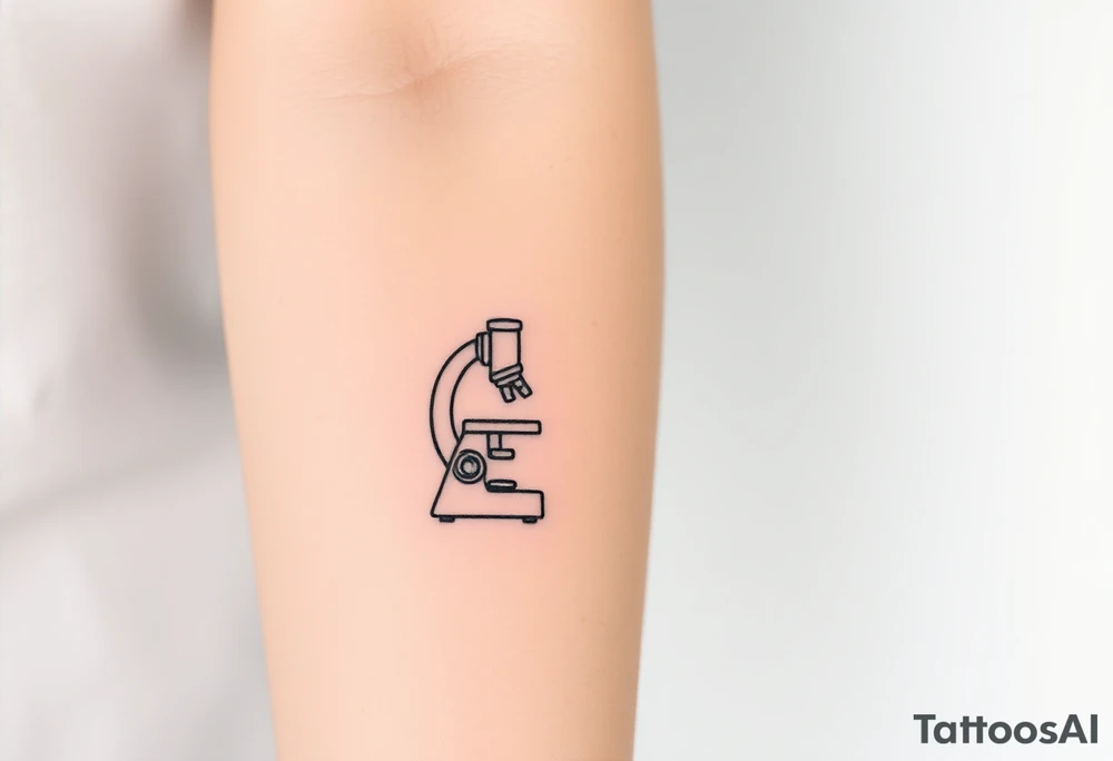 Minimalist tattoo for women scientist, microscope tattoo idea