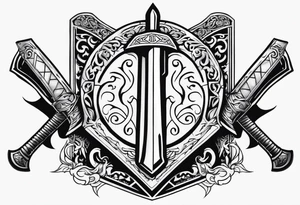Valhalla Stairs sword shield axe armour tattoo idea