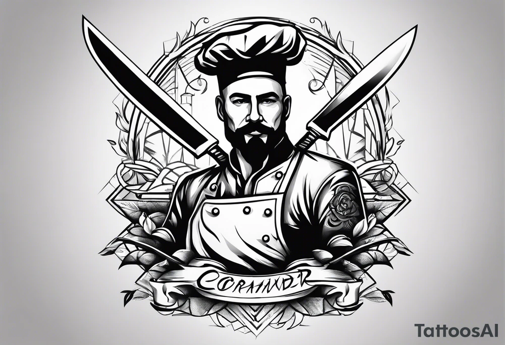 Corainder knife chef tattoo idea