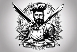 Corainder knife chef tattoo idea