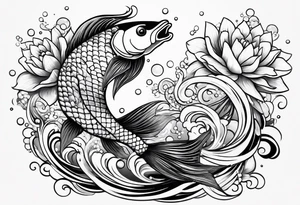 una carpa koi che esce dall'acqua tattoo idea