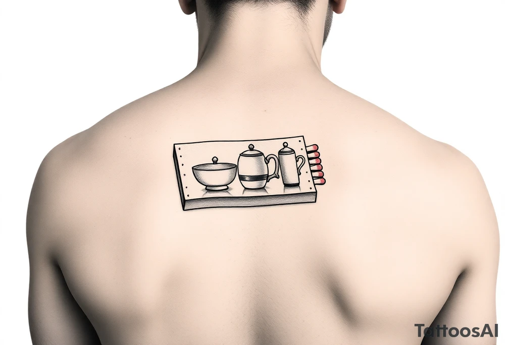Old school hotel matchbook with fine china on the cover tattoo idea