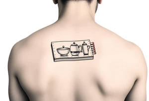 Old school hotel matchbook with fine china on the cover tattoo idea