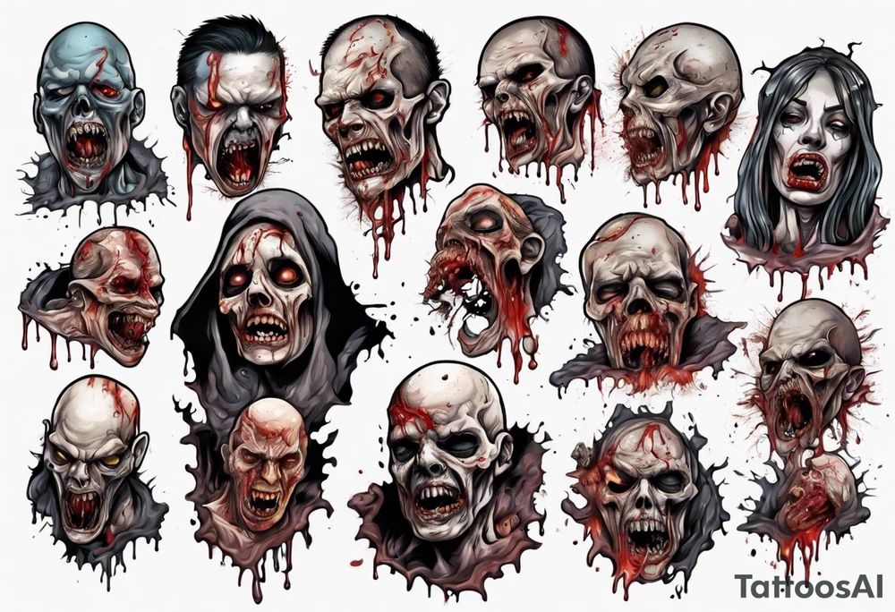 Gruesome horror scene face melting apocalypse tattoo idea