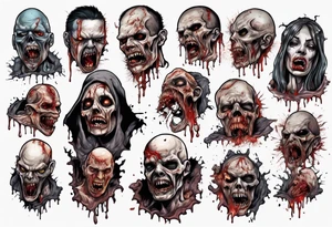 Gruesome horror scene face melting apocalypse tattoo idea