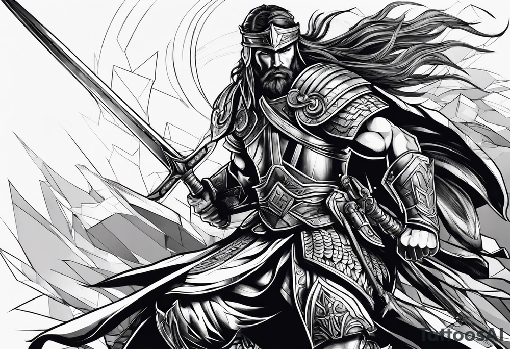 Warrior getting up from war tattoo idea
