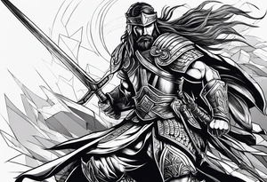 Warrior getting up from war tattoo idea