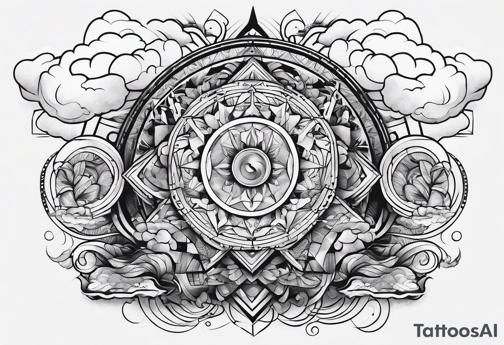 Geometric clouds tattoo idea