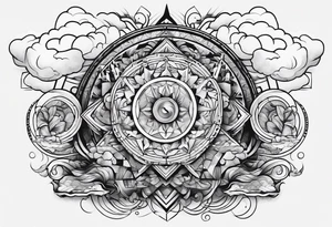 Geometric clouds tattoo idea