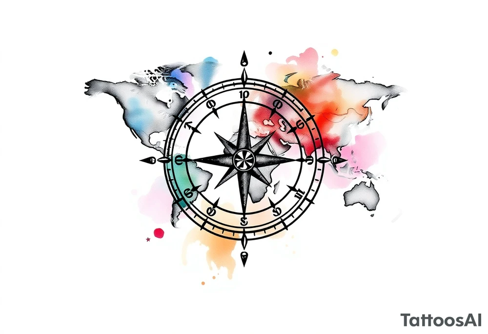 compass with world map tattoo idea