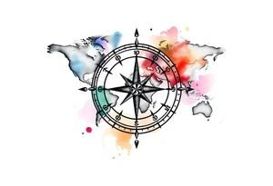 compass with world map tattoo idea