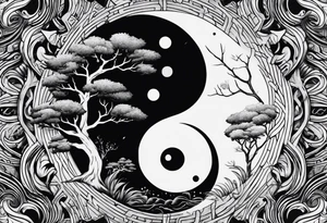 yin yang, tree tattoo idea