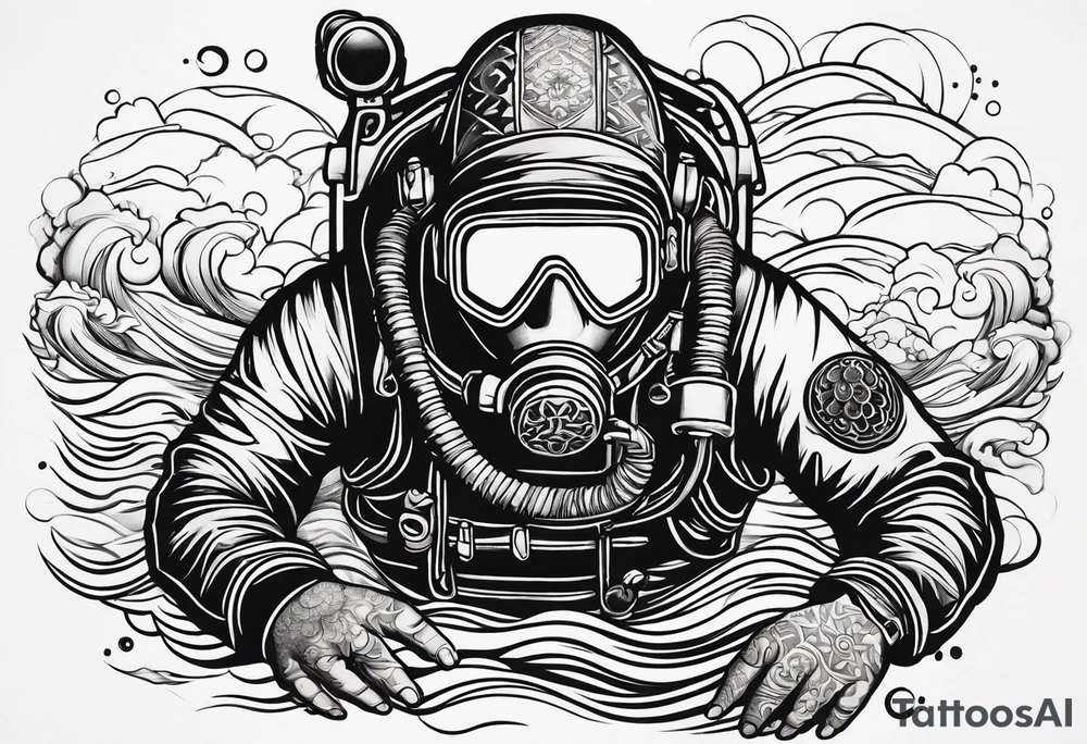 Hebrew scuba diver tattoo idea