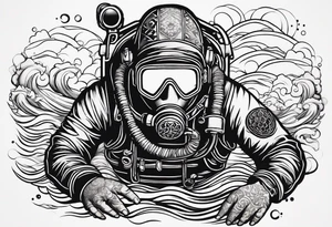 Hebrew scuba diver tattoo idea