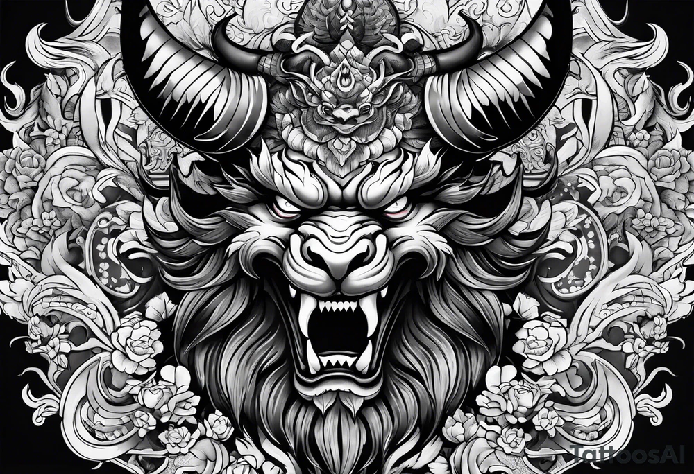 Japanese-style tattoo with demons tattoo idea Japanese-style tattoo with demons tattoo idea
