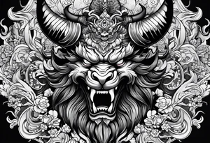 Japanese-style tattoo with demons tattoo idea
