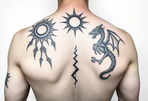 Tattoo on the arm representing rebirth, new energy and paths of possibilities. On the shoulder above there is a sun tattoo, and on the inside wrist a dragon tattoo, keep that in mind tattoo idea
