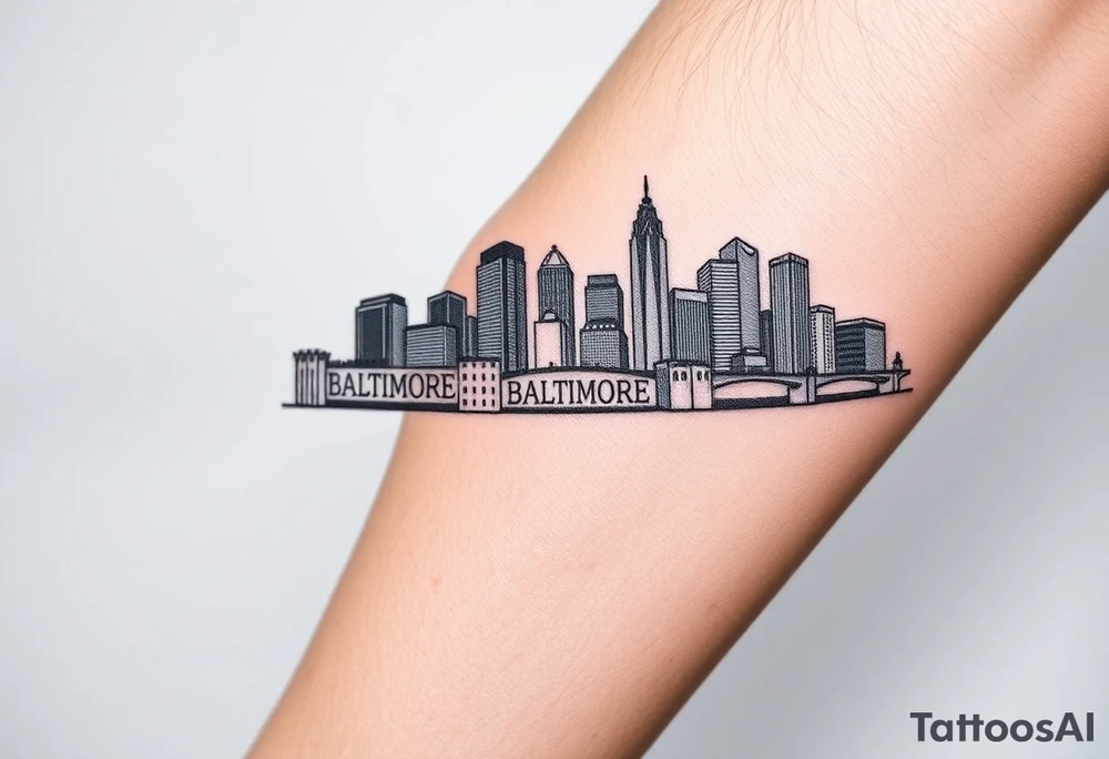 Baltimore Maryland Skyline With Baltimore Heritage tattoo idea