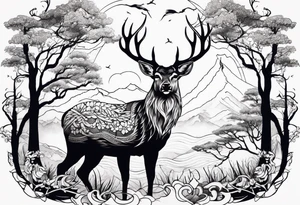 deer forest tattoo idea