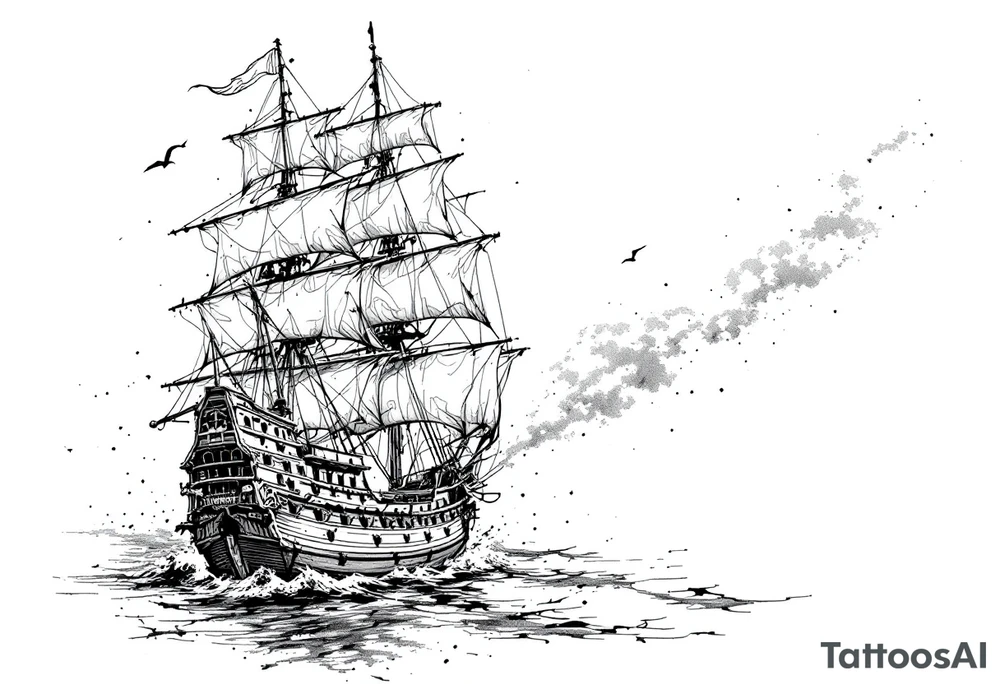 sailing boat at achor tattoo idea