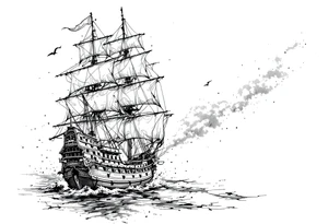 sailing boat at achor tattoo idea
