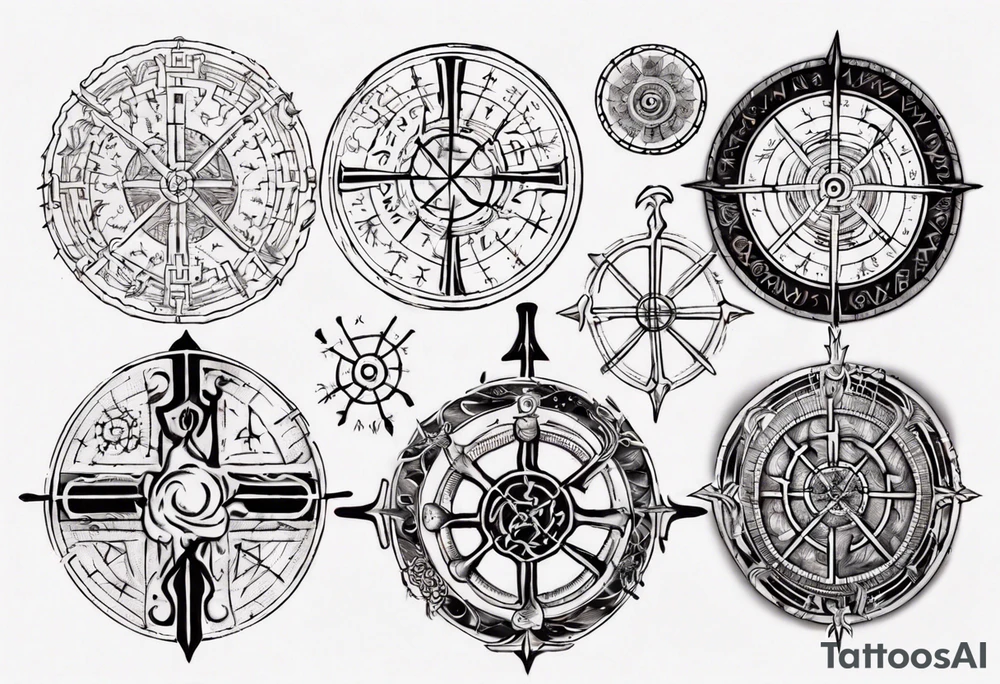 elaborate vegvísir tattoo idea