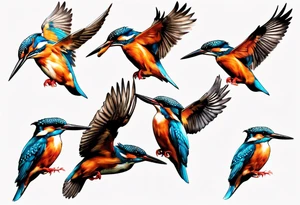 kingfisher taking flight tattoo idea