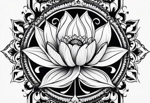 one vertical tattoo that combines lotus flower, phoenix and helix, strength and resilience symbols tattoo idea