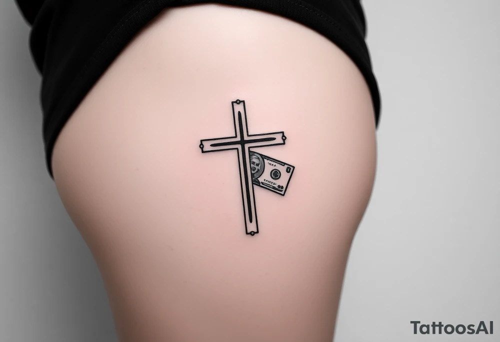 Cross with and 
money tattoo idea