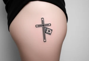 Cross with and 
money tattoo idea