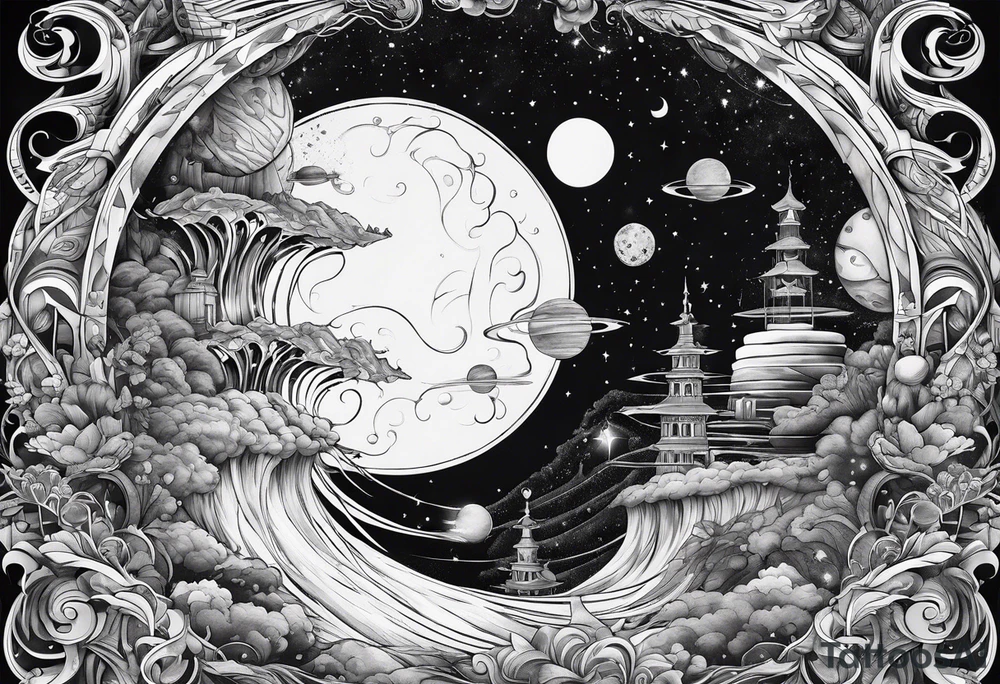 double helix space scape tattoo idea
