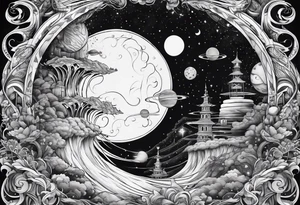 double helix space scape tattoo idea