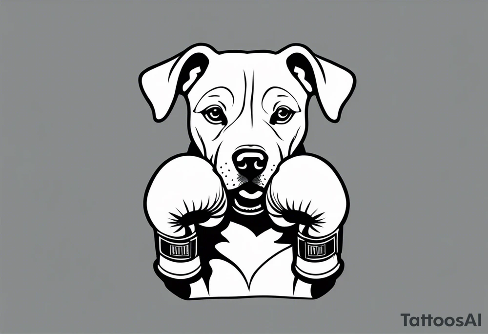 Dog wearing boxing gloves tattoo idea