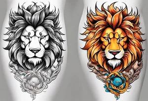 Sleeve tattoo topete name goku, lion tattoo idea