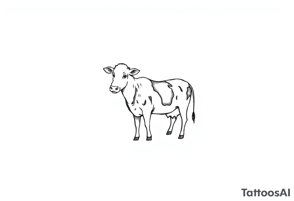 small black and white patched cow tattoo idea