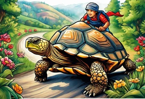 The tortoise and the hare road race tattoo idea