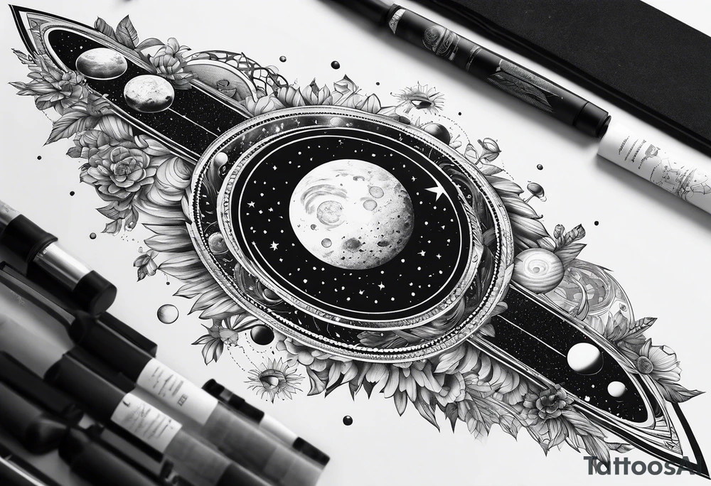 solar system spine tattoo idea