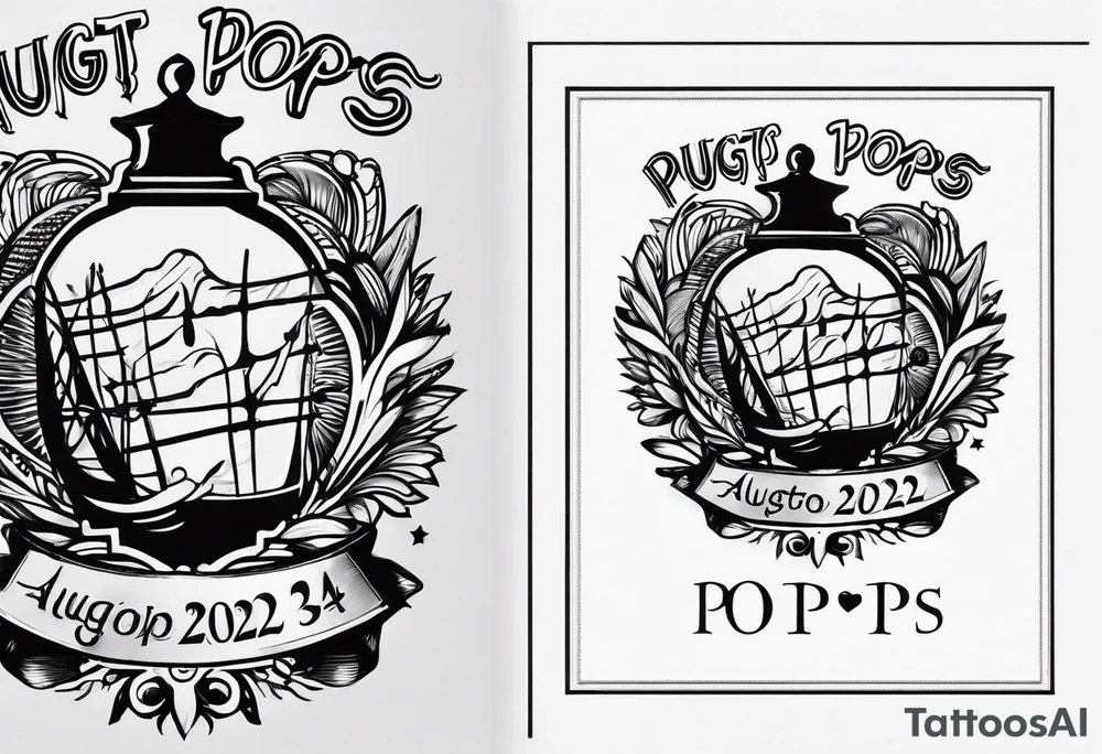 Simple memorial tattoo with the date August 13,2024 and the name”pops” tattoo idea