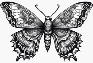 moth with snake heads as wings tattoo idea
