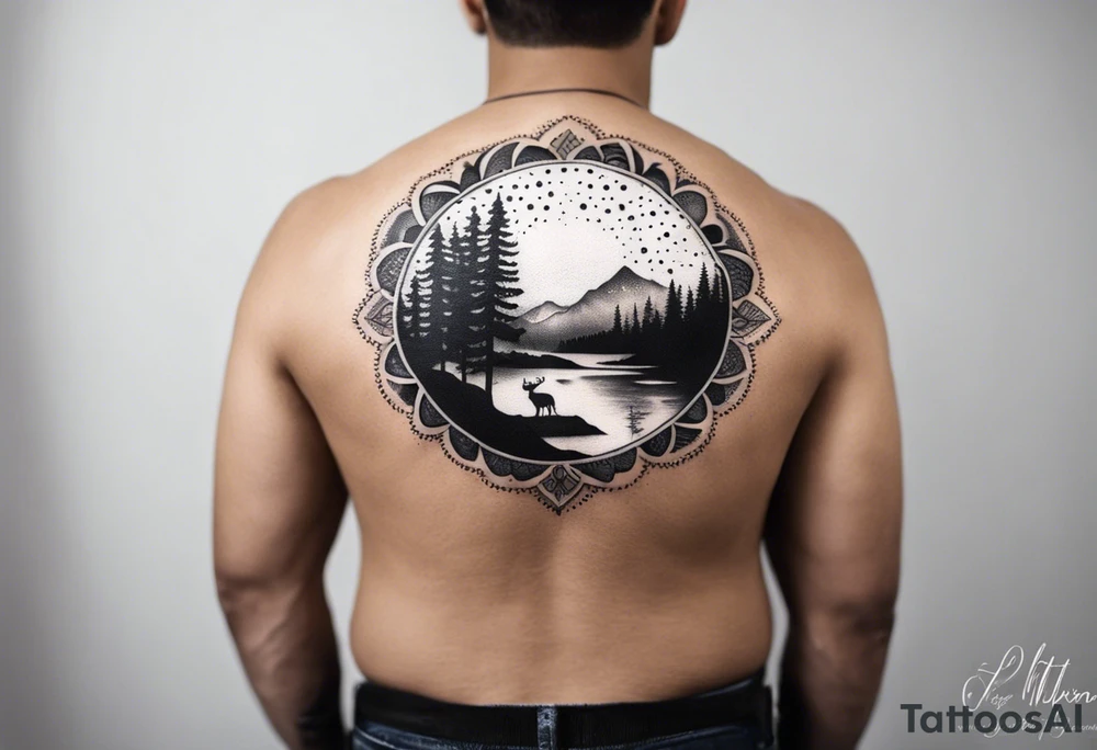 Mexican American inspired Tattoo that incorporates being a father,  love for family and importance of building wealth. Include elements of the Pacific Northwest Forrest on shoulder tattoo idea