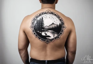 Mexican American inspired Tattoo that incorporates being a father,  love for family and importance of building wealth. Include elements of the Pacific Northwest Forrest on shoulder tattoo idea