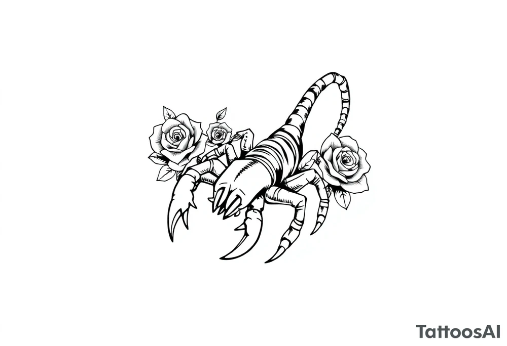 Scorpion with roses tattoo idea