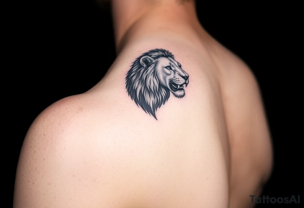 lion on the shoulder tattoo idea