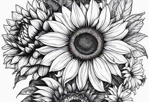 sunflowers, Daisy, wildflower, sleeve tattoo idea