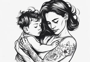 Mother hugging her son tattoo idea