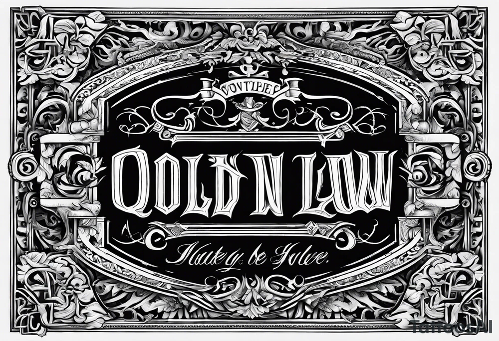 Old English font saying down by Law tattoo idea