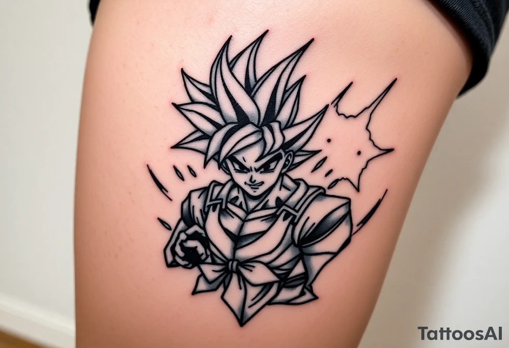 legendary dragonball z scene with energy aura and power effects tattoo idea