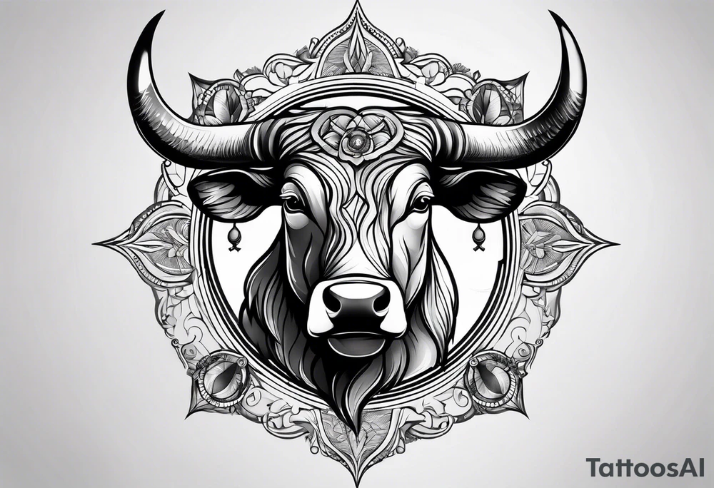 TAURUS BULL COMPASS white background tattoo idea