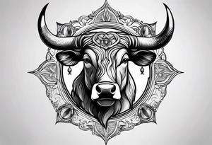TAURUS BULL COMPASS white background tattoo idea
