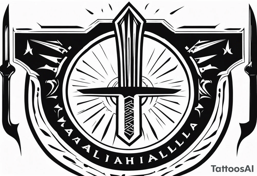 Valhalla steps shield sword tattoo idea